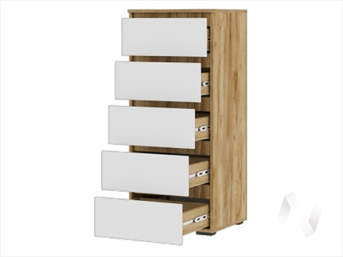 Комод 502 5 ящиков КМ 03 МС Хелен ЛДСП (дуб крафт золото/белый шагрень)