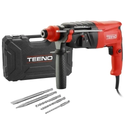 Перфоратор электрический TEENO,1100 Вт,4 Дж,SDS-PLUS,4 режима работы,набор буров,пластиковый кейс