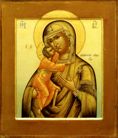 Феодоровская икона Божией Матери деревянная на левкасе