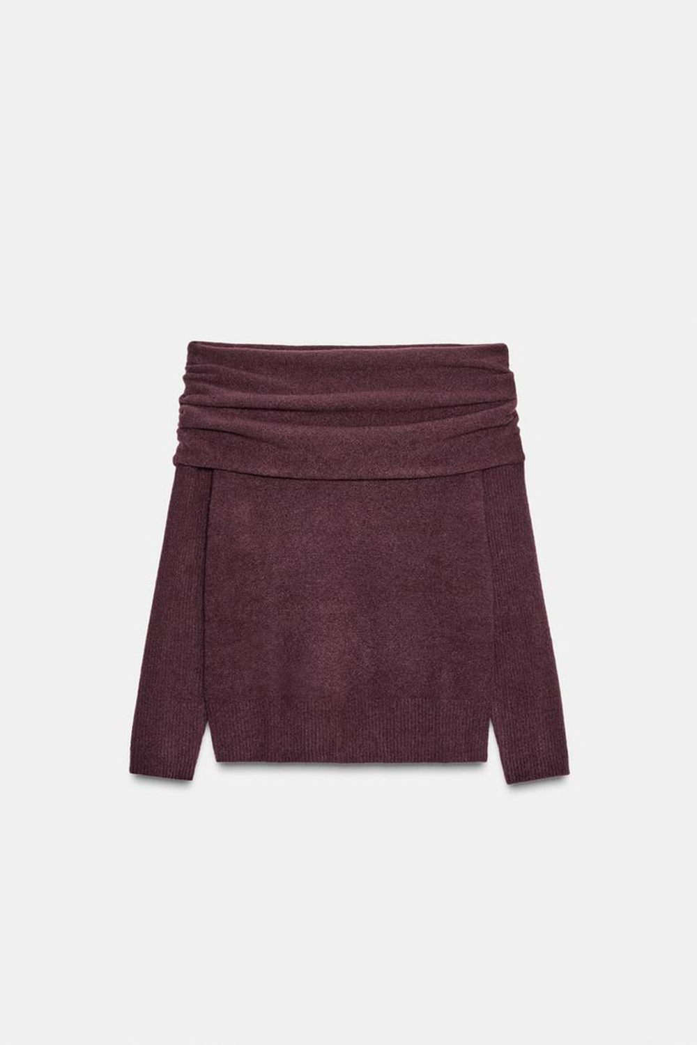 ZARA СВИТЕР ИЗ ТРИКОТАЖА, БУРГУНДИ