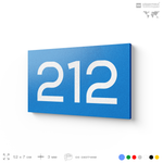 Номер на дверь 212, табличка на дверь для офиса, квартиры, кабинета, аудитории, склада, голубой 120х70 мм, Айдентика Технолоджи