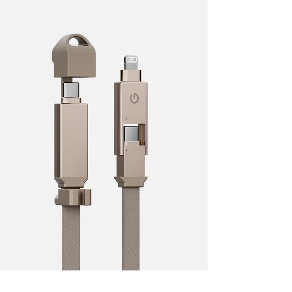 Кабель Energea Sheath 2 в 1, USB-C to Lightning / USB-C 60W 1M, Золотой | Gold