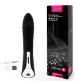 Черный стильный вибромассажер с 7 режимами пульсации - 20 см. (Цвет: черный)