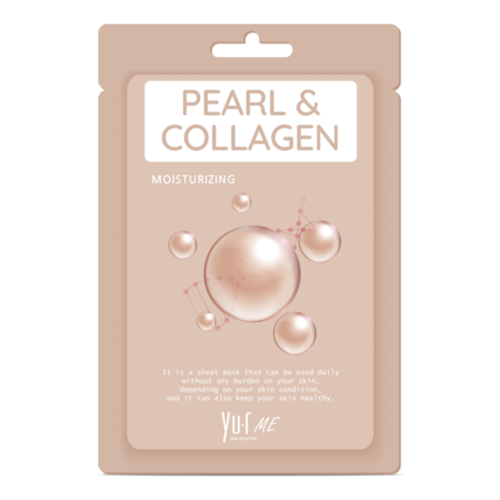 YU.R ME Маска тканевая с коллагеном и экстрактом жемчуга – Pearl &amp; collagen sheet mask, 1шт
