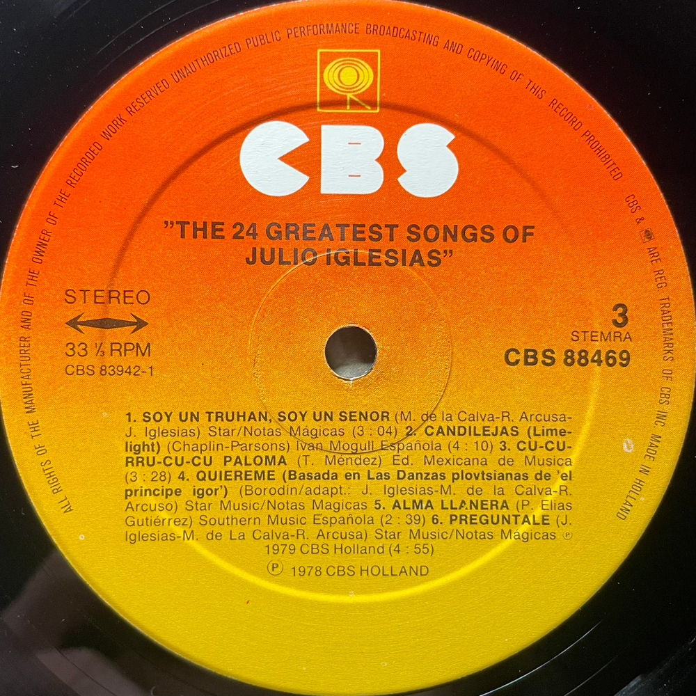 Julio Iglesias ‎– The 24 Greatest Songs 2LP (Голландия 1979г.)