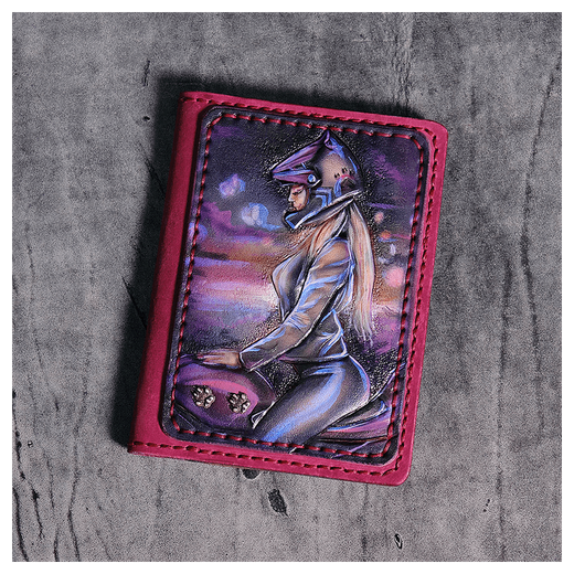 Кожаная обложка для документов «МотоЛеди»