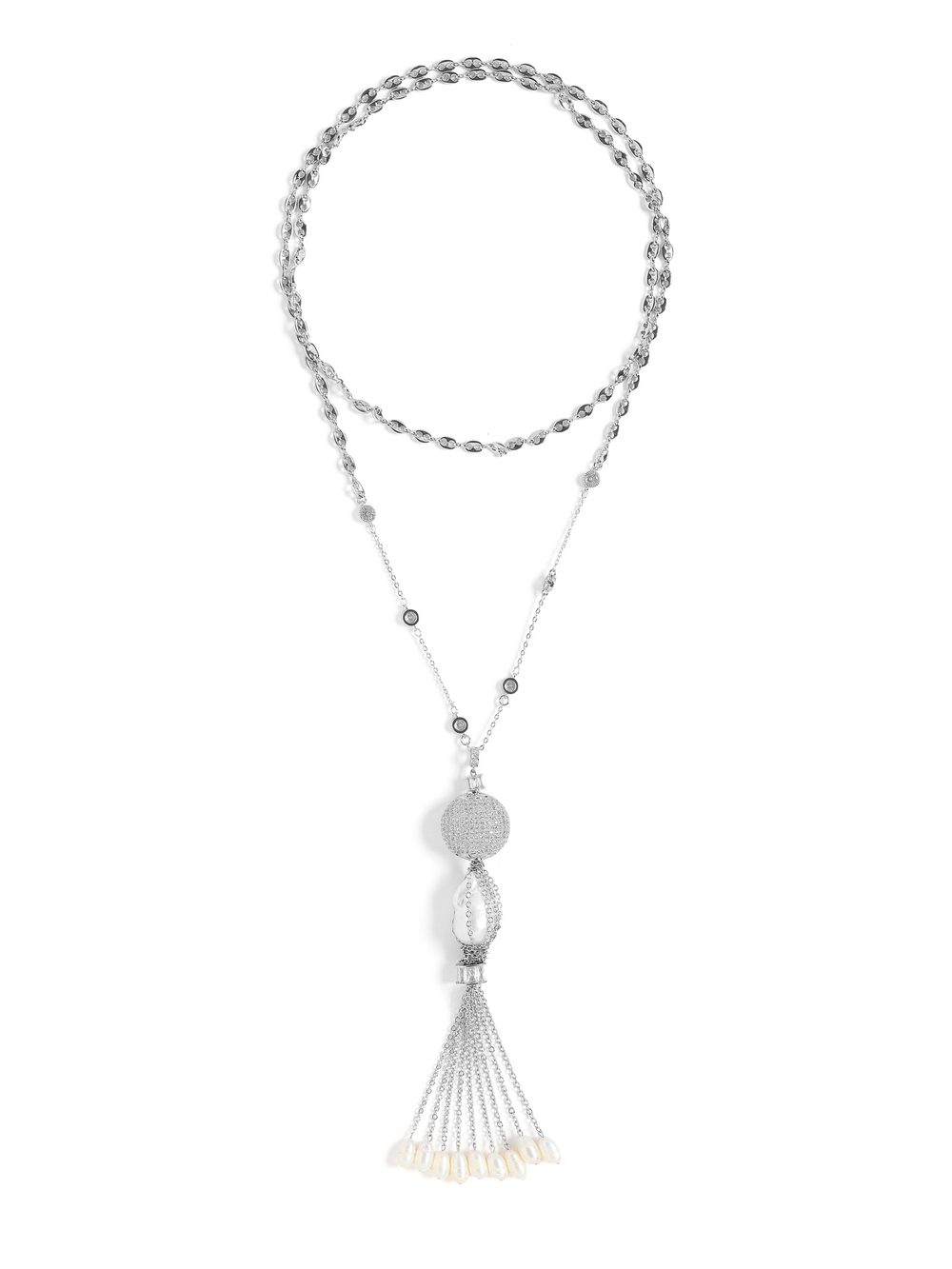 Колье "Round Shine Brush Pearl" Silver