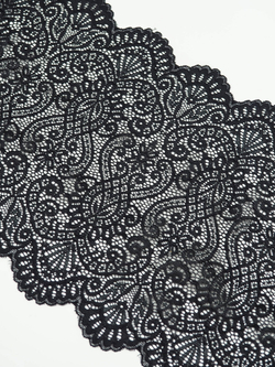 Эластичное кружево черное ширина 24 см ОТРЕЗЫ