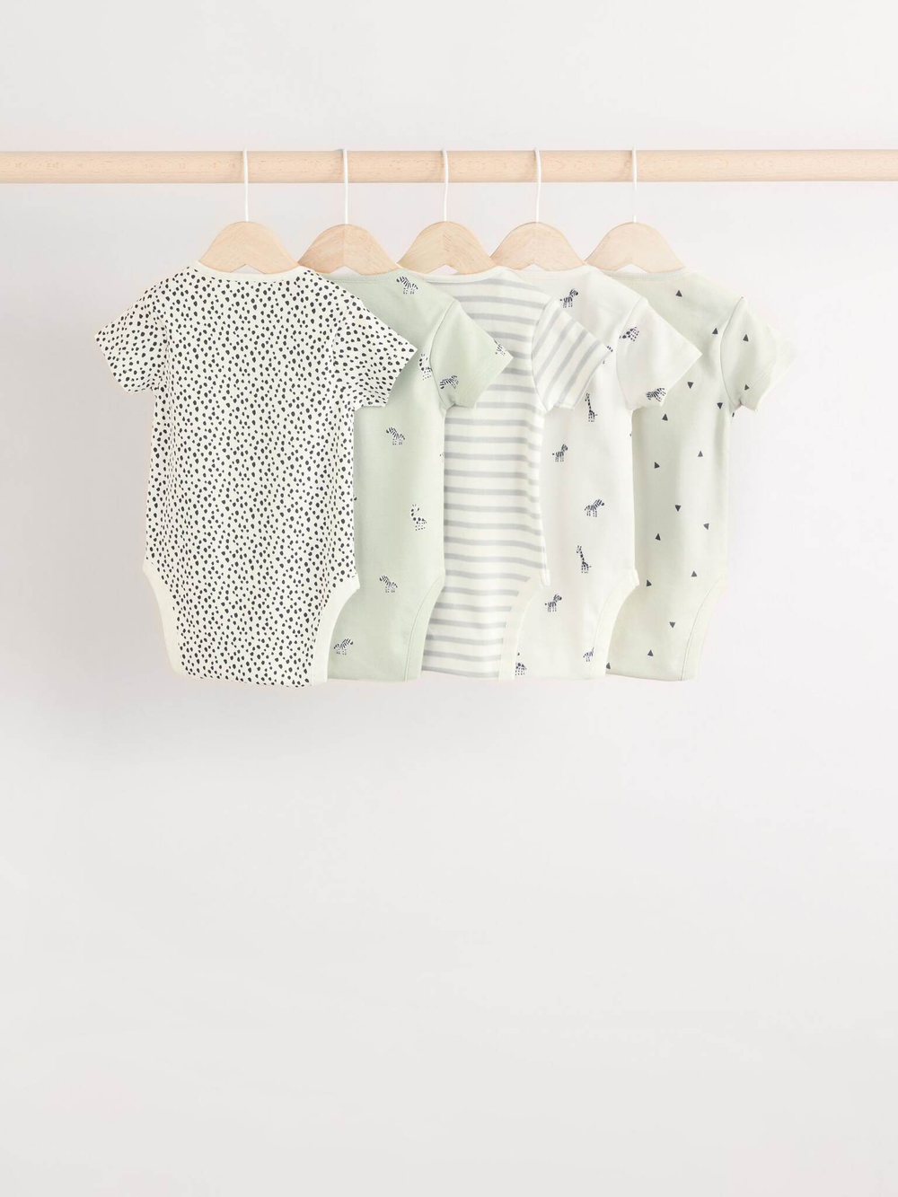 Боди с коротким рукавом для малышей Next E57-523, 5 шт., Молочный, Серый, Мятный