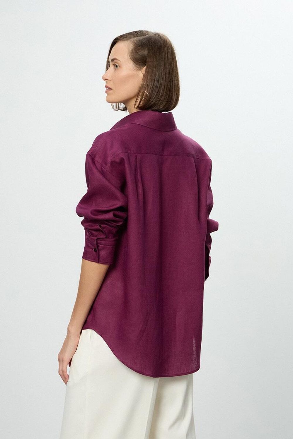 Рубашка Хельсинки бордо лён (Размер S)