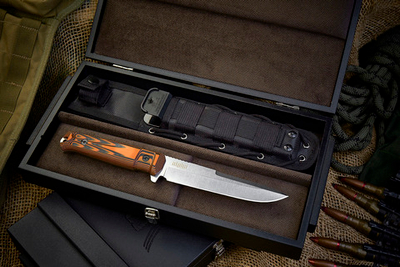 Подарочный набор: Alpha D2 Stonewash Black-Orange G10 и шкатулка 80 лет Великой Победы