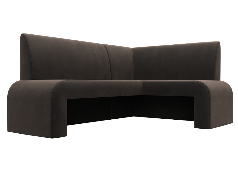 Диван кухонный угловой Кармен правый угол, Коричневый, Велюр, 126128