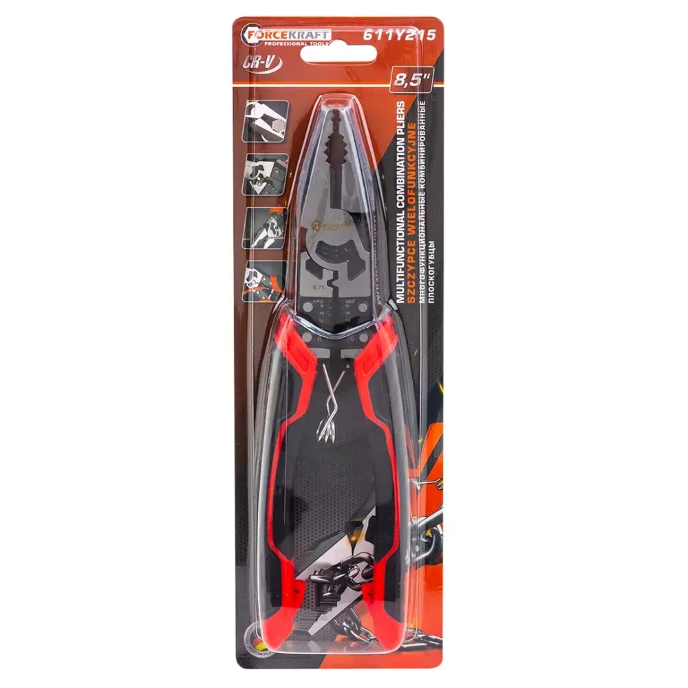 Плоскогубцы многофункциональные 8,5'' FORCEKRAFT FK-611Y215