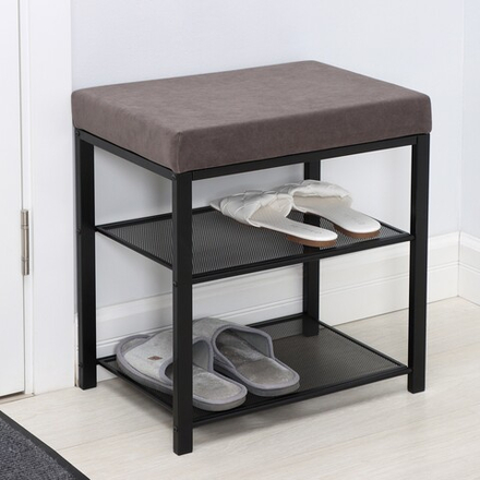 Банкетка "Торонто 13S" цвет каркаса черный, цвет сиденья серый