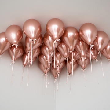 Шары под потолок в цвете "Блестящее розовое золото Хром"