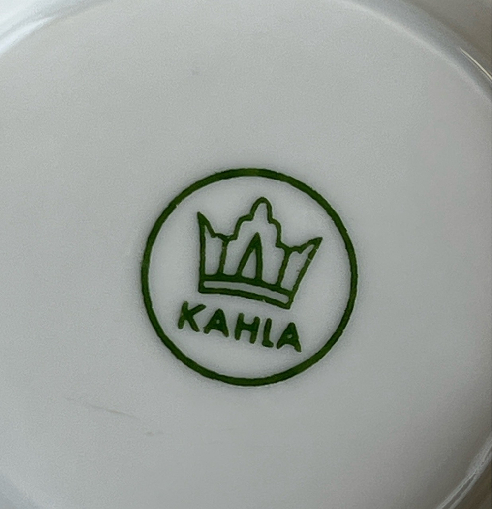 Соусник фарфоровый цельный с блюдцем, деколь роза, золочение, Kahla ГДР винтаж 1970-1990 гг