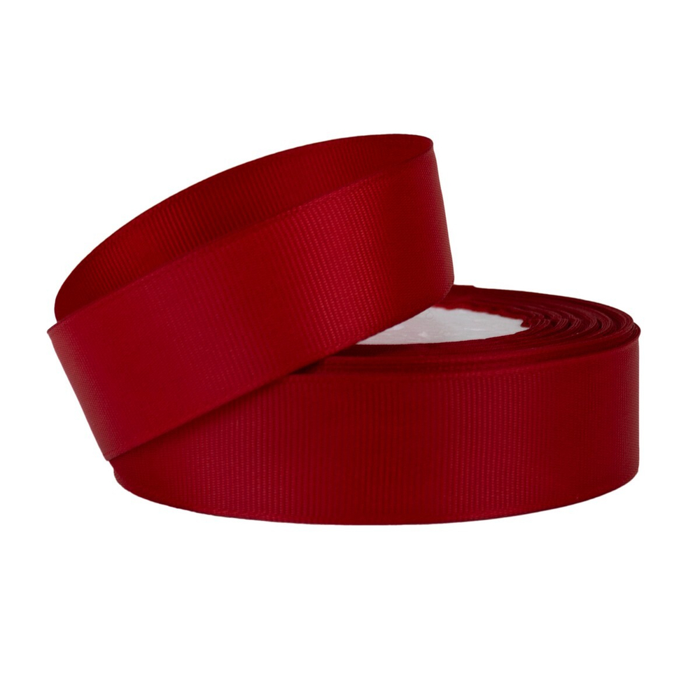 Лента репсовая красного цвета 2.5 см 22.7 м