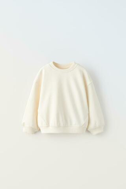 ZARA ТОЛСТОВКА С ВЫШИВКОЙ, ЭКРЮ