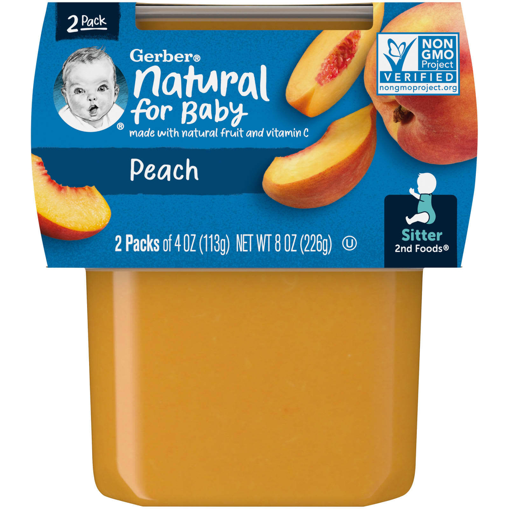 Gerber, Natural for Baby, 2nd Foods®, со вкусом персика, 2 пакетика по 113 г (4 унции)