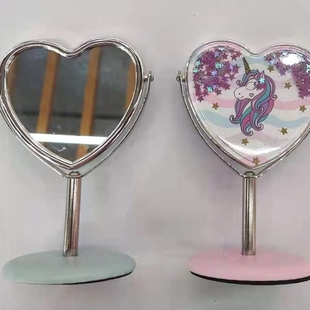 Зеркало настольное на ножке «Stylish image - Единорожек Оливер», сердце, 8*14 см (картон. коробка)