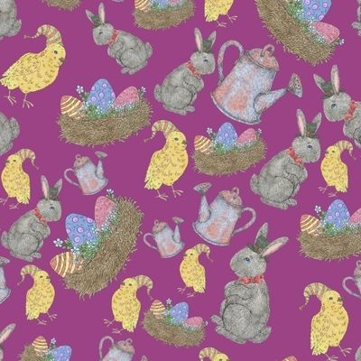 Весенний паттерн с кроликом и цыпленком