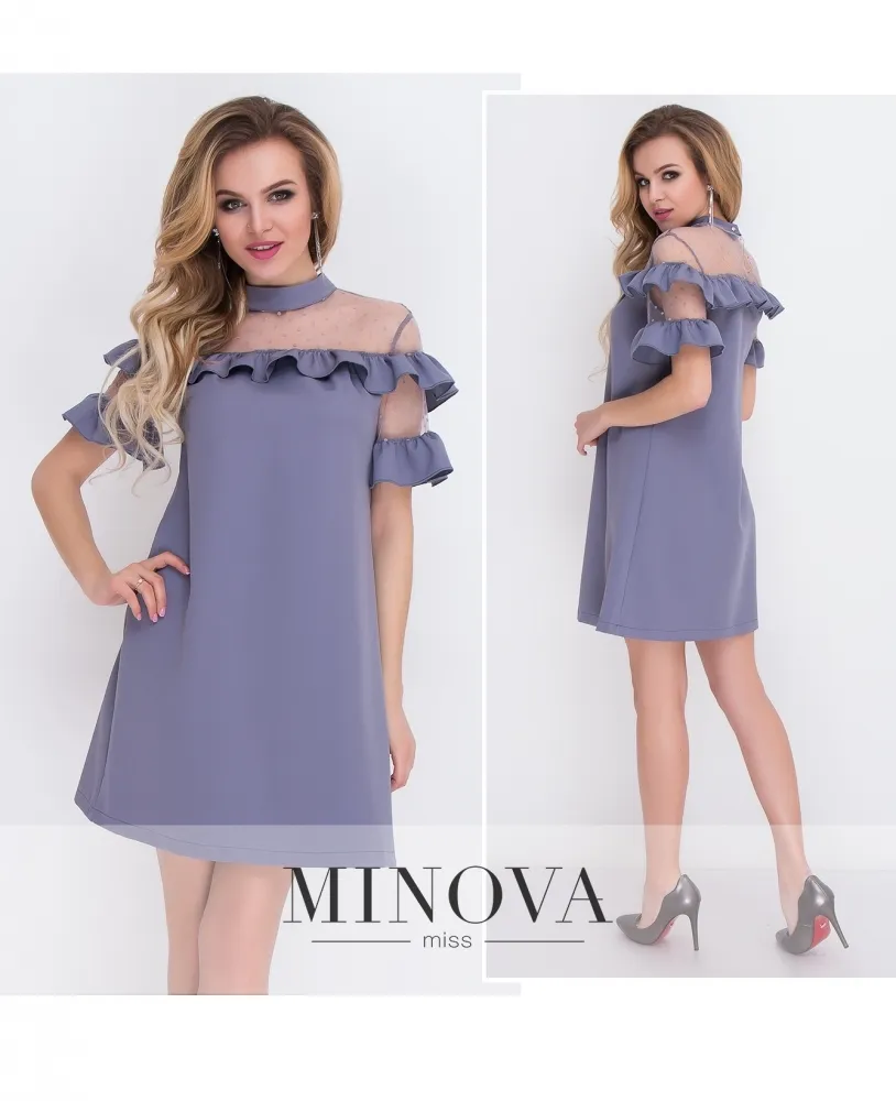 Платье 8577-серо-синий Minova