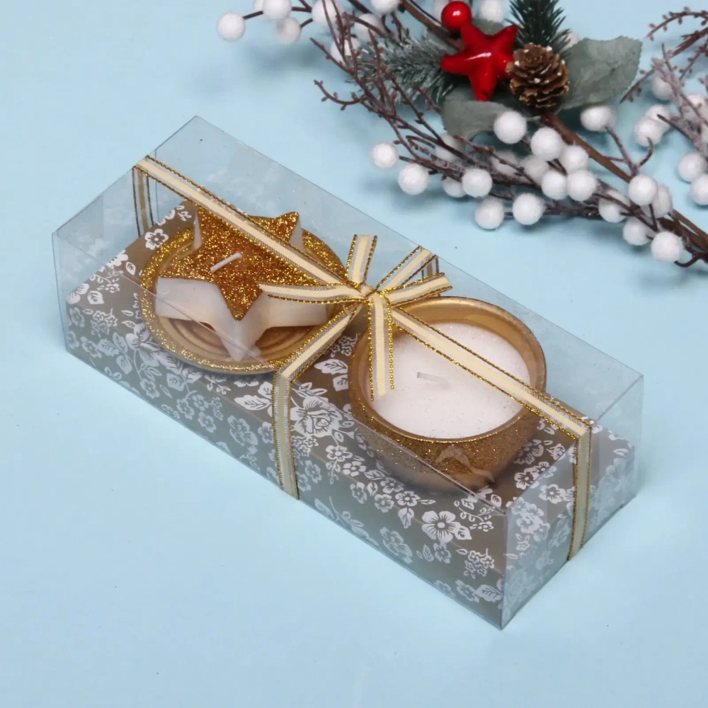 Свечи новогодние «Новогодний праздник» 22x8.3x7 см, золото