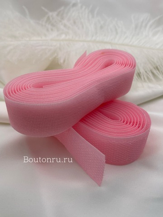 Лента липучка розовая 2 метра, ширина 20 мм