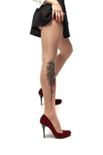 Колготки с цветочным рисунком на правой ножке (Размер: S-M-L) (Цвет: бежевый)