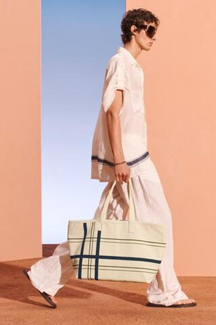 ZARA БОЛЬШАЯ СУМКА ЧЕРЕЗ ПЛЕЧО В ПОЛОСКУ, ЭКРЮ