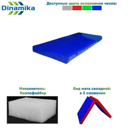 Мат гимнастический 1000х500х100 тент складной в 2 сложения (холлослеп/холлофайбер)