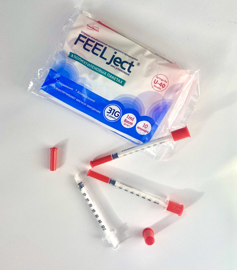ШПРИЦ FEEL ject U40 1мл 31G 8мм инсулиновый для ботулиинотерапии 100шт