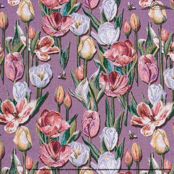 Гобелен &quot;Тюльпаны сиреневый&quot; | ш.160 см | 350 г/м² | полиэстер 51%/хлопок 49%