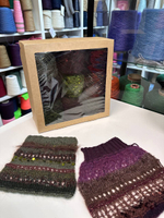 Теплый набор из итальянской фантазийной пряжи для свитера или кардигана «ДРИАДА»; состав: кашемир, вспушенная альпака, пайетки, кидмохер, мягчайший меринос, люрекс; Общий вес: 560гр MP