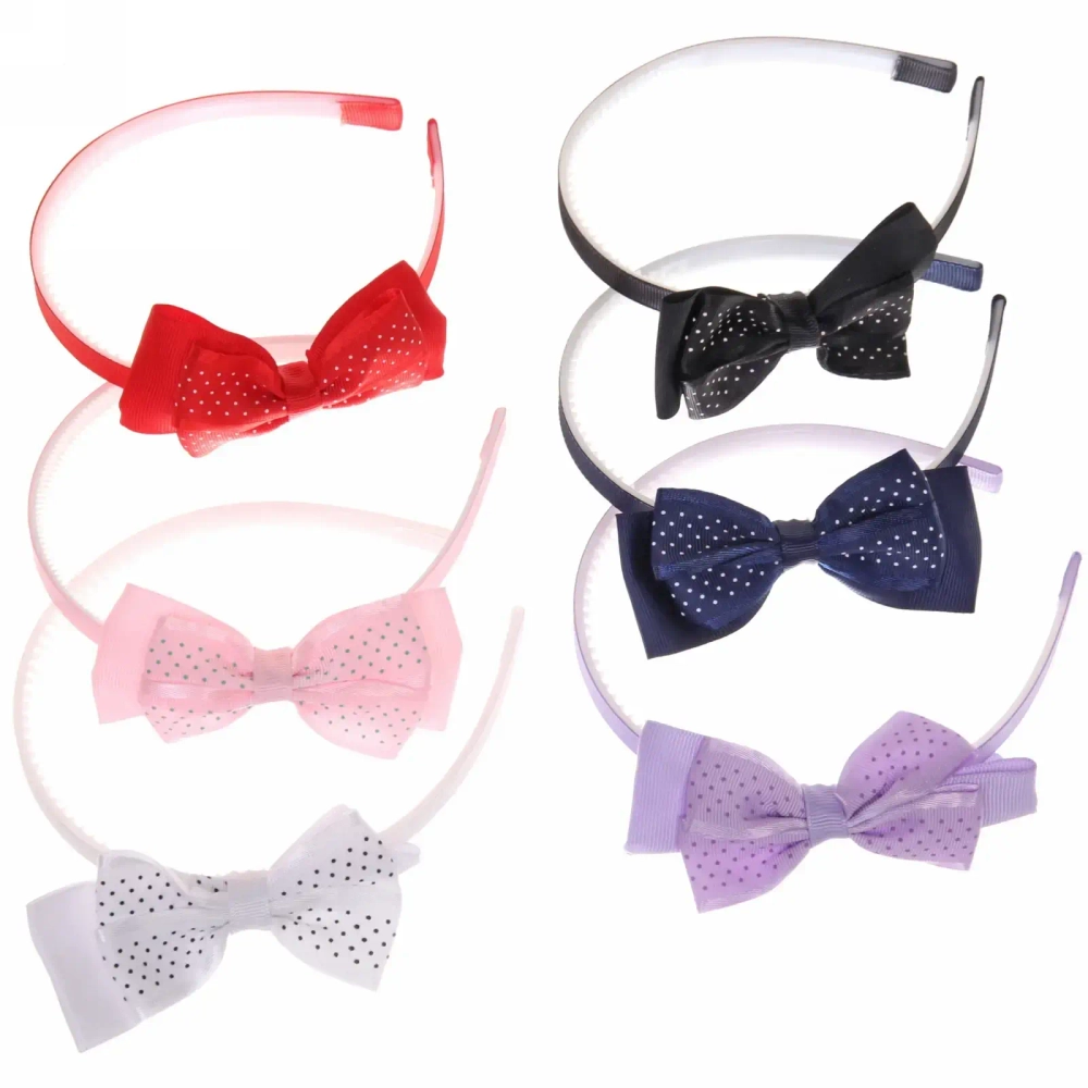 Ободок для волос детский на блистере «Rapunzel», в горошек, микс 6 цветов, 1см