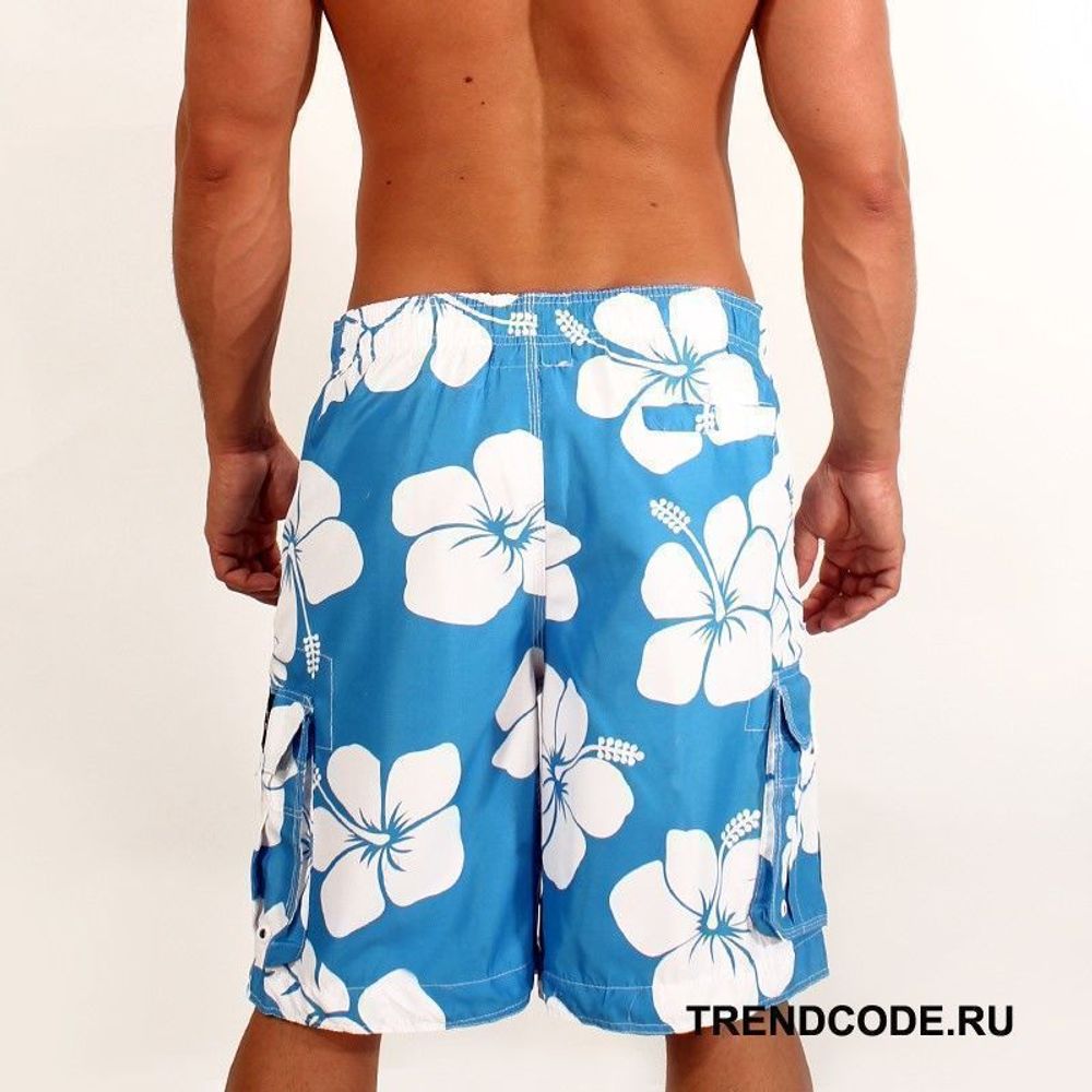 Мужские шорты пляжные голубые с принтом ABERCROMBIE&amp;FITCH 52814