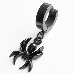 Серьга (1 шт.)  "Чёрный паук" для пирсинга уха. Медсталь, титановое покрытие.