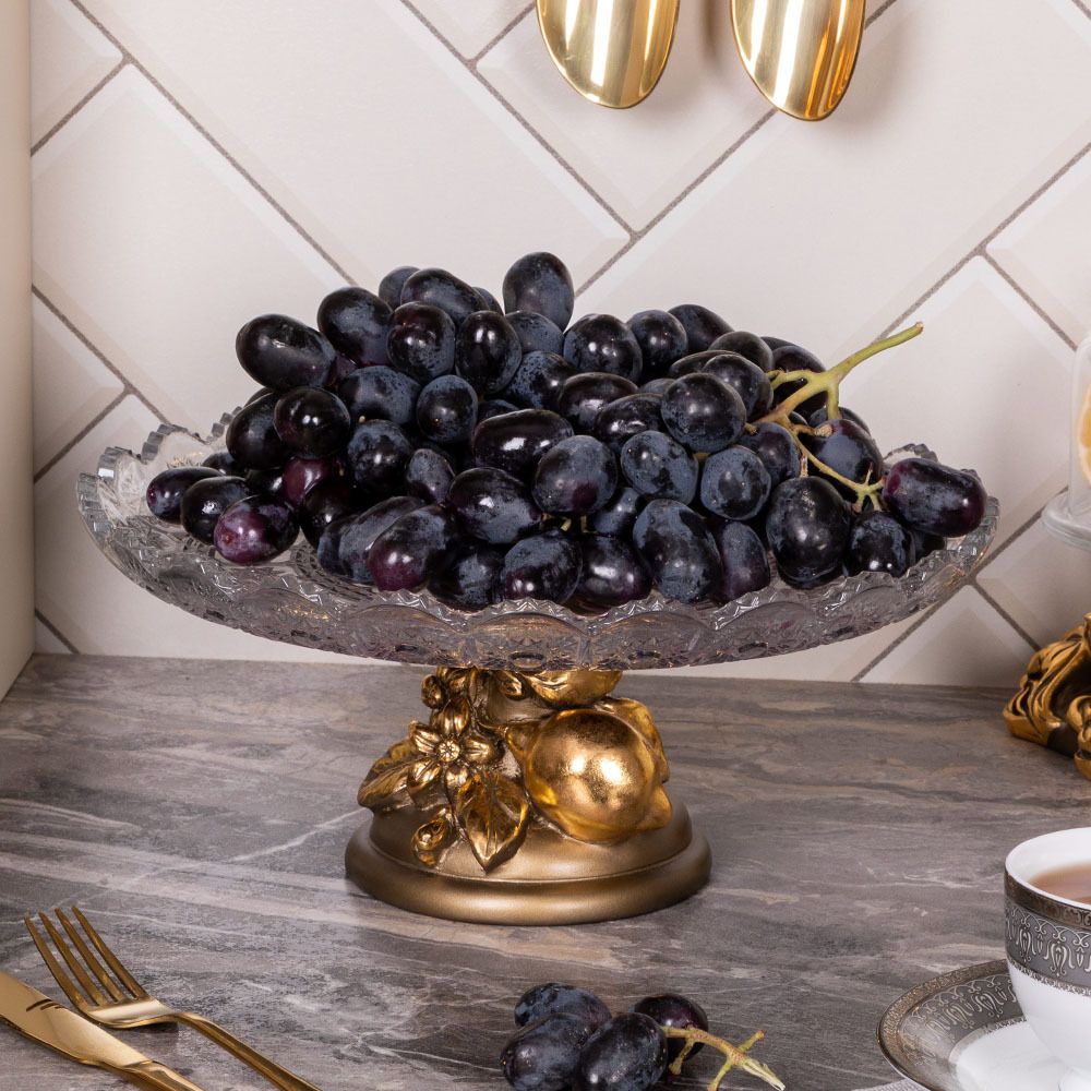 Фруктовница Лайм Дженоа Бронза со стеклянной чашей