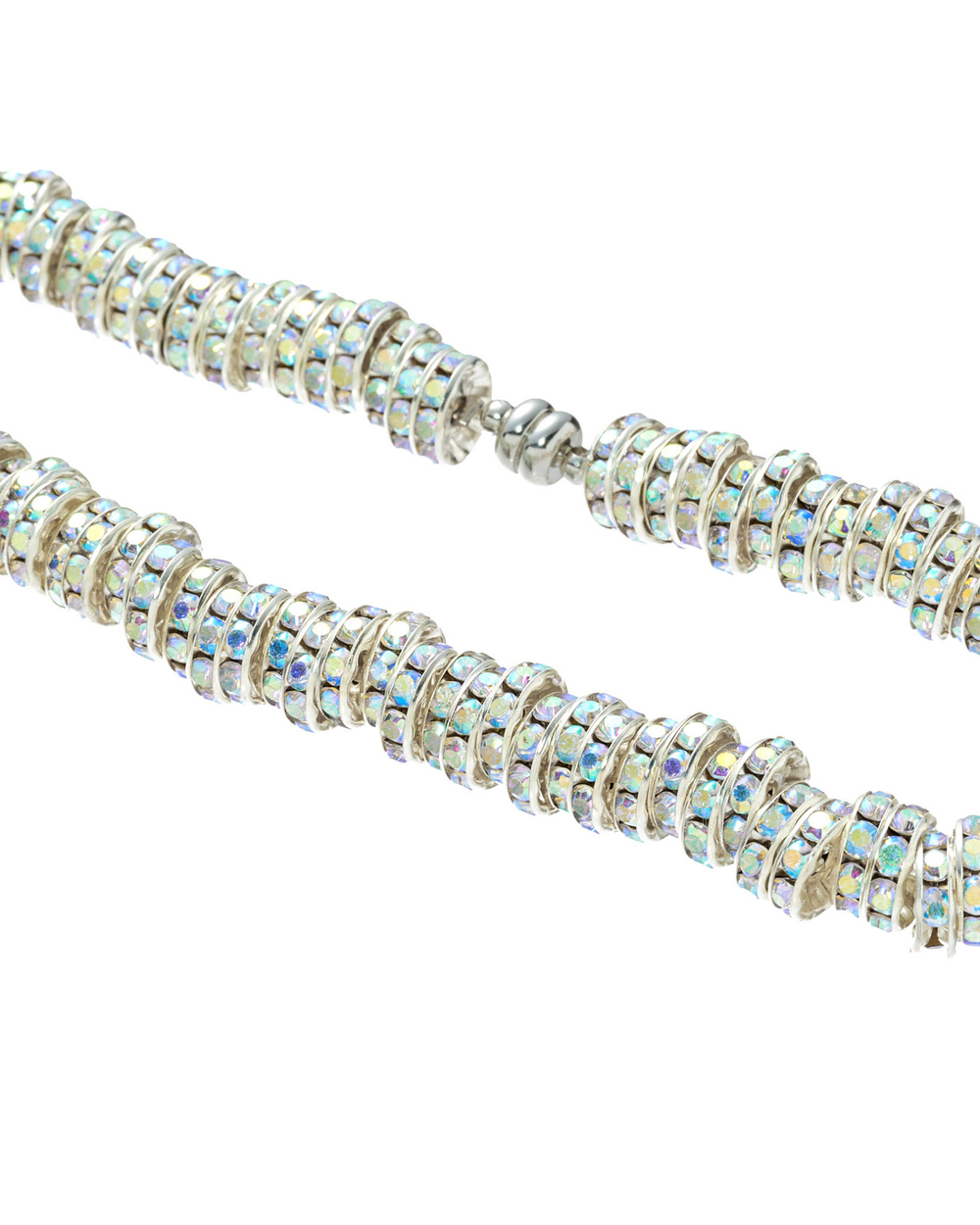 Колье крупные металлические элементы с ,белыми циркониями