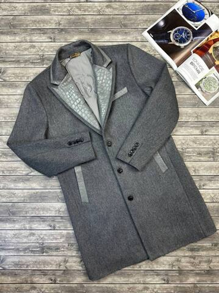 Кашемировое пальто Stefano Ricci со вставками из кожи крокодила