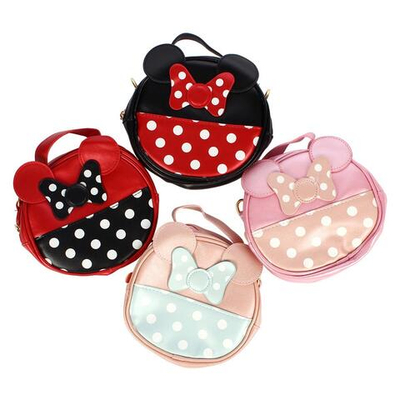 Сумочка детская "Горошек" кожзам 16,5*15,5*6см, круглая, 4 цвета микс