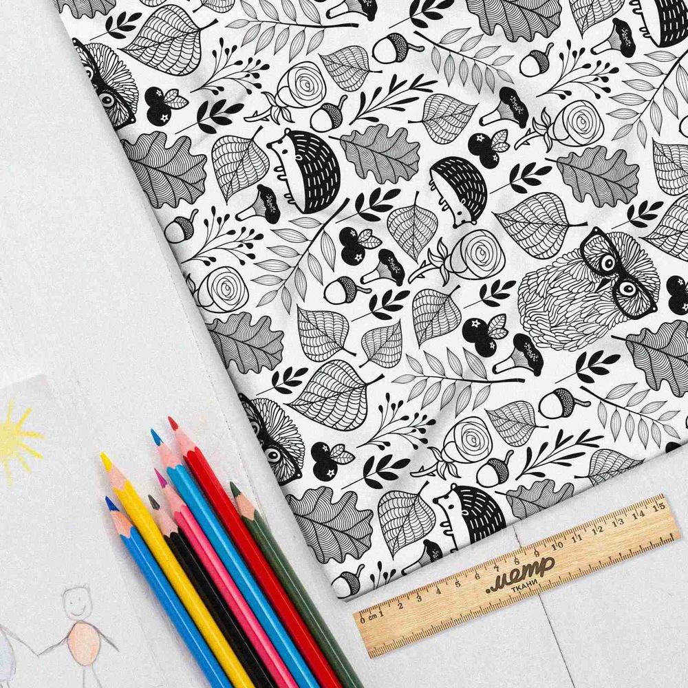 Ткань муслин совы и ежи