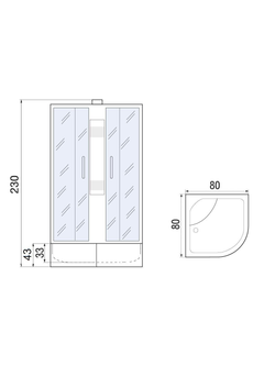 Душевая кабина RIVER NARA XL  80/43 MT  80x80x230 10000006214 Универсальная Четверть круга
