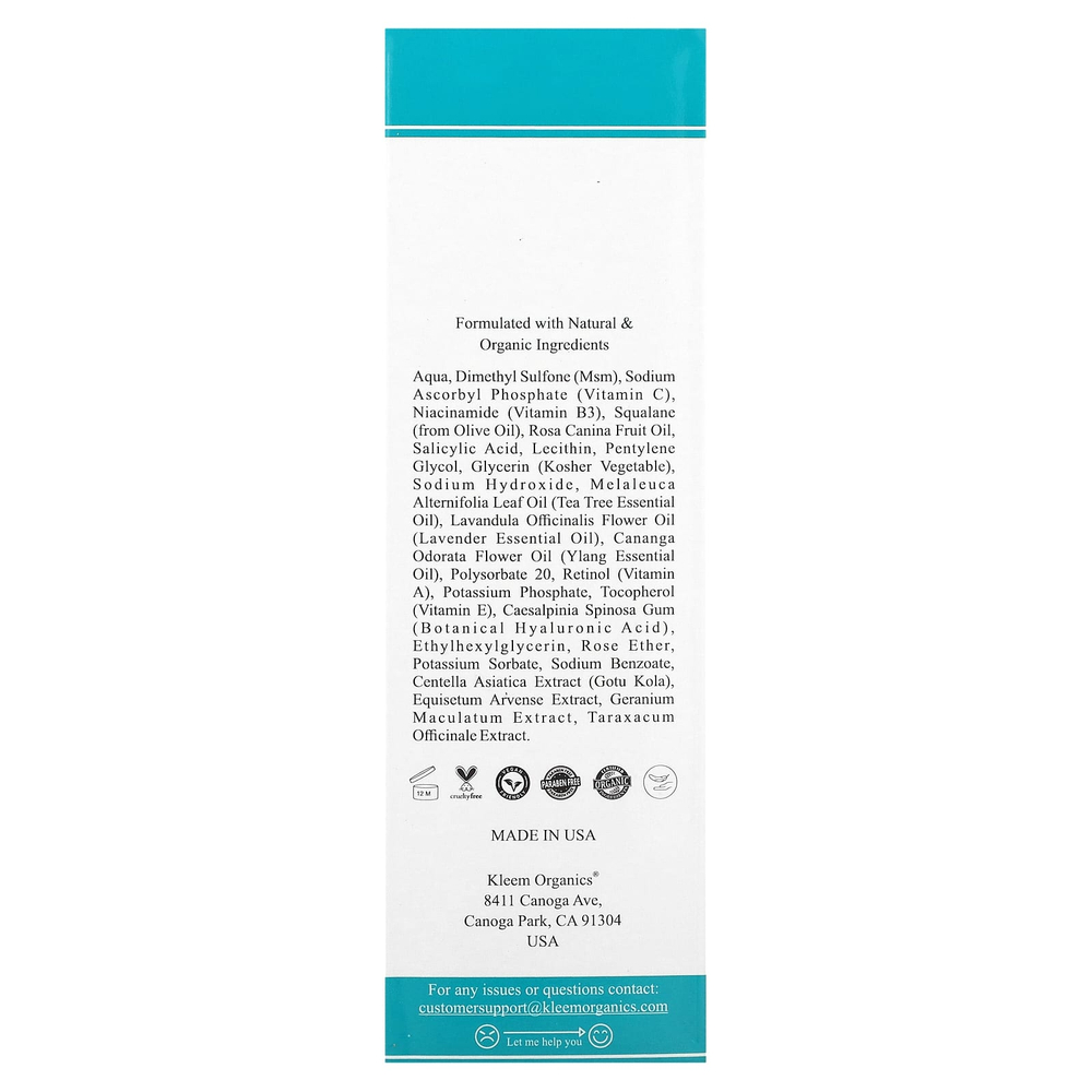 Kleem Organics, никотинамид, бустер, 30 мл (1 жидк. унция)