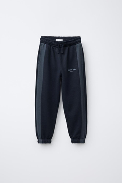 ZARA КОМПЛЕКТ ТОЛСТОВКА НА МОЛНИИ И БРЮКИ-ДЖОГГЕРЫ С ЛАМПАСАМИ, СИНИЙ