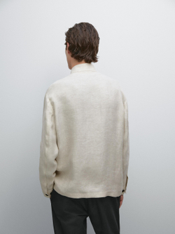 Massimo Dutti Льняная куртка-рубашка Total look, натуральный/кремовый