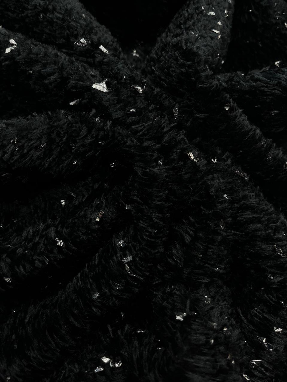 Твид шелк с п/э Herno черный с серебряными вкраплениями