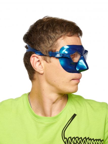 Маска Salvimar INCREDIBILE, голубой силикон/прозрачные линзы