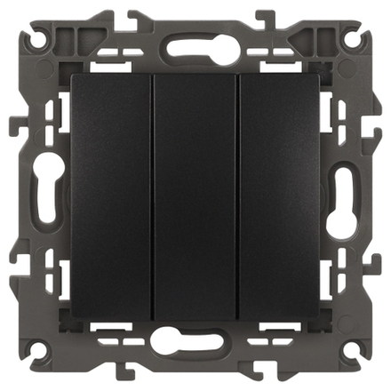 14-1107-05 ЭРА Выключатель тройной, 10АХ-250В, IP20, Эра Elegance, антрацит