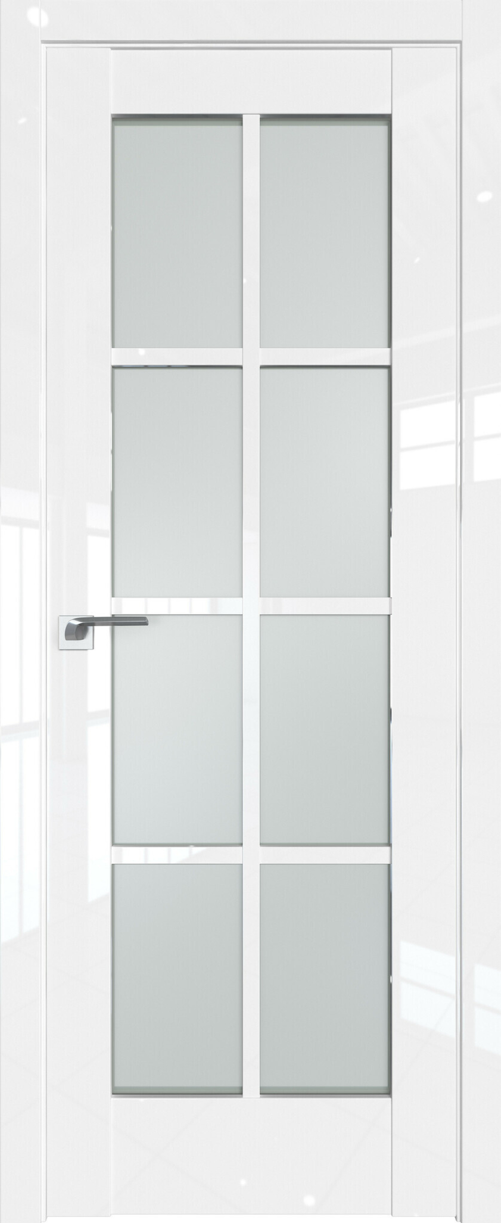 Дверь межкомнатная Профиль Дорс 101 L, цвет белый люкс, глянец, стекло матовое